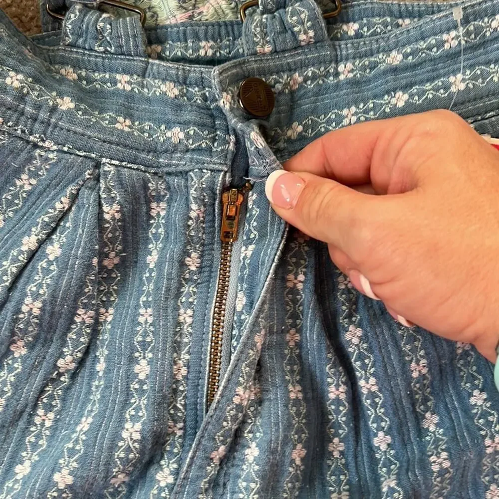 Vintage 80s 90s OshKosh B’Gosh pleated baggies striped floral overalls Girls 12S